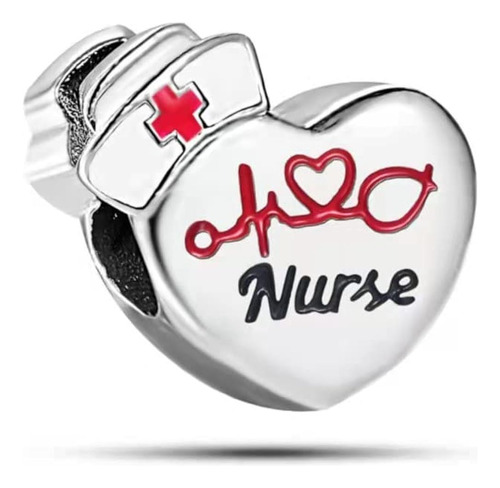 Chili Jewelry Red Cross Nurse Cap And Stethoscope Heart Bead