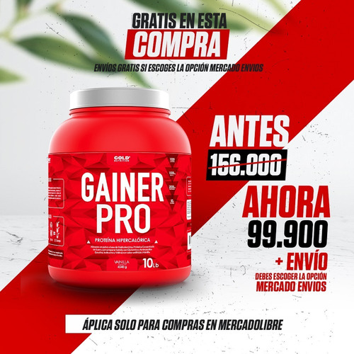 Proteína Gainer Pro Para Aumentar Músculo 10lbs En Promoción