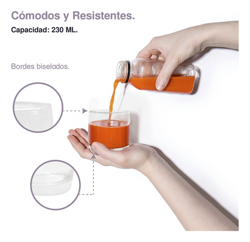 Juego De Vasos De Vidrio 230 Ml 6 Piezas