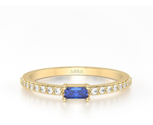 Anillo Oro 10k Signo Zodiacal Acuario Piedra Azul Abba Joyas