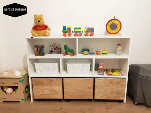 Mueble Organizador Con Baules Infantiles Con Ruedas, Cubos - $ 205.000