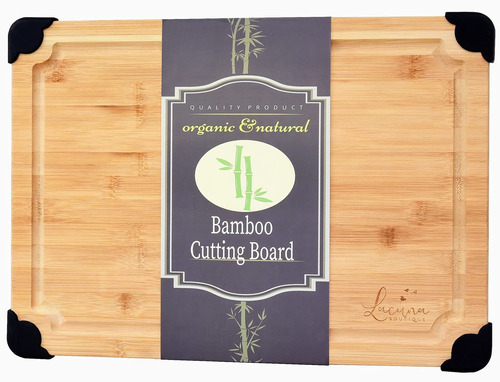 Tabla Cortar Bambu Organico Extra Grande Esquina Ranura