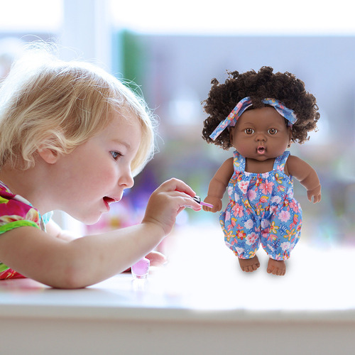 Navidad Muñeca Reborn Black Con Pelo Rizado, Vinilo Realista