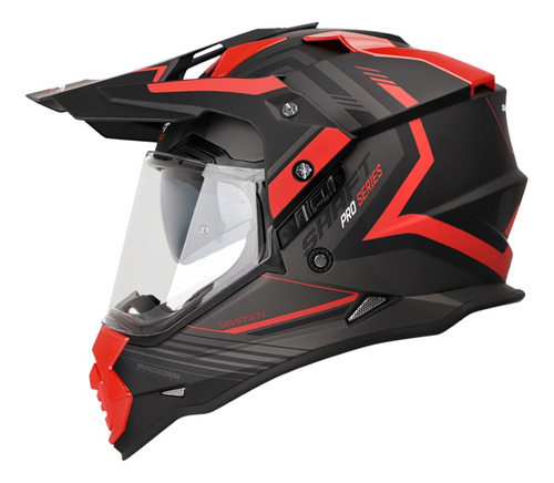 Casco Moto Shaft Pro Mx 370dv Theme Negro Rojo 