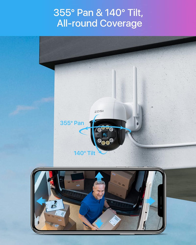 Sistema De Cámara De Seguridad Wifi Zosi 2k Ptz Con 2tb Hdd,