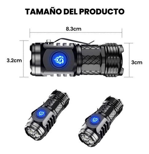 2 Pcs Súper Brillante Mini Linterna Recargable Portátil Led