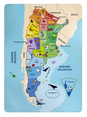 Rompecabezas Madera Mapa Argentina 25 Pcs Encastre Didactico