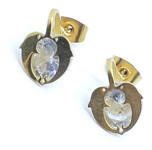 Aretes De Pareja Delfines Oro Y Acero Inoxidable Con Cristal