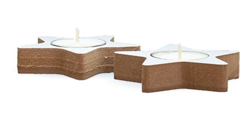 Imagen 3 de 4 de Vela Y Porta Vela Estrellas X 2 Mdf Excelente