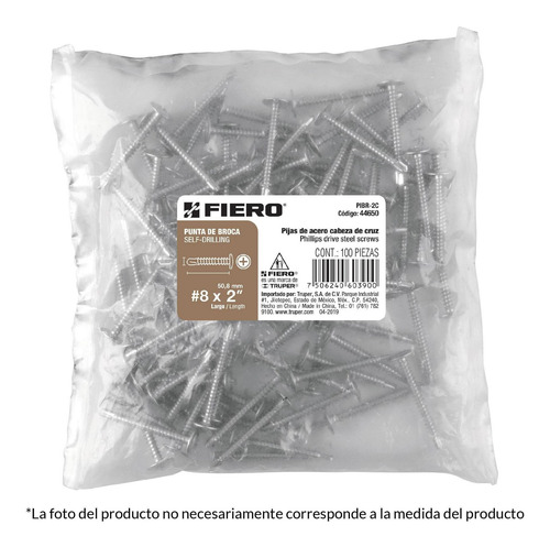Imagen 2 de 4 de Pija Cabeza De Cruz Punta Broca 1/2' Fiero 44645
