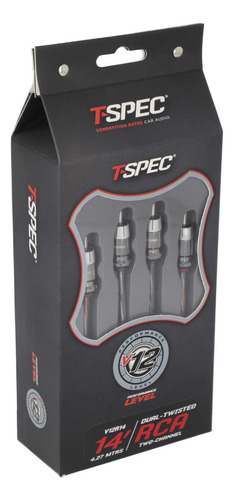 Cable De Audio Rca A Rca T-spec V12R14 4.27 Metros 14 FT 2 Canales Cobre Libre De Oxígeno Ofc Premium