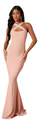 Vestido De Dama De Honor Con Tira Cruzada Delantera Bajo