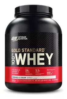 Suplemento en polvo Optimum Nutrition Proteína Gold Standard 100% Whey proteína sabor cookies & cream en pote de 2.11kg