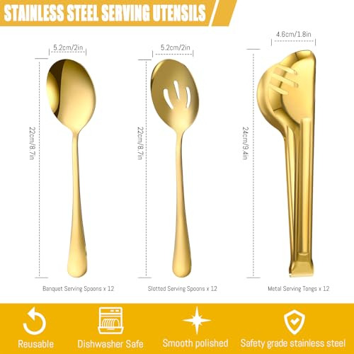 Utensilios Acero Inoxidable Para Servir 36 Pzs. (12 Cucharas