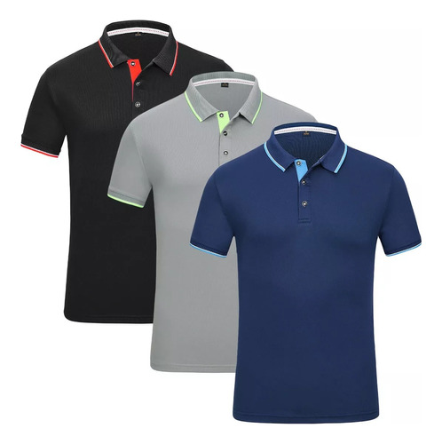 3 Piezas Playera Tipo Polo De Hombre Manga Corta Casual