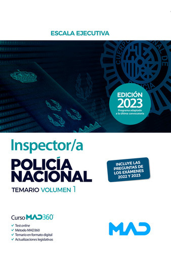 INSPECTOR/A POLICIA NACIONAL TEMARIO VOLUMEN 1, de 7 EDITORES. Editorial MAD, tapa blanda en español