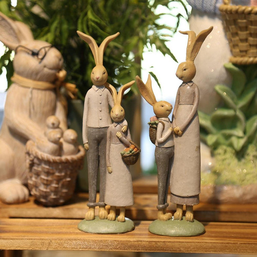 Resina Estatua De La Familia Family Bunny Para Mamá E Hijo