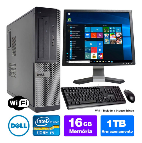 Desktop Usado Dell Optiplex Int I5 2g 16gb 1tb Mon17q Brinde