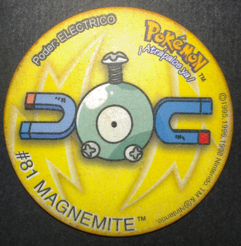 Taps Pokemon De Frito Lay - #81 Magnemite - 1998 Original