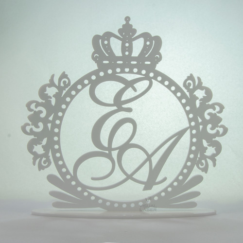 Imagem 1 de 1 de Topo De Bolo Casamento Noivado Iniciais Branco Alto Brilho