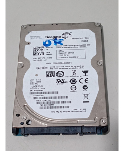 Hd Para Notebook 250gb St250lt007 Seagate