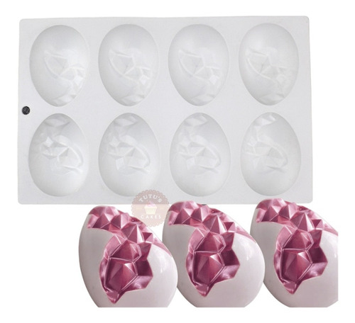 Molde Silicona Huevo Diamante Origami X8 Pascuas Chocolate