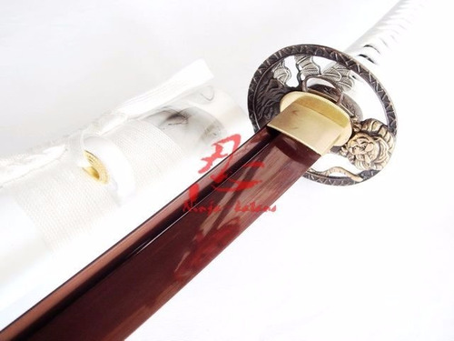 Imagem 1 de 9 de Espada Katana Lâmina Vinho Afiada Corte Aço 9260 Tradicional