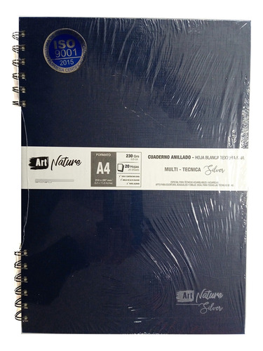 Cuaderno Tapa Dura Plantec Artnature Silver 20hojas 230gr A4