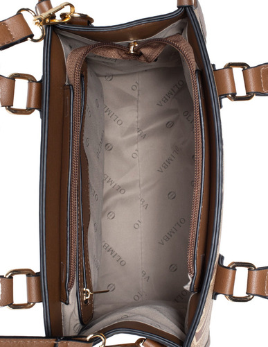 Bolsa Satchel Olimba Con Logo Casual 9789 Marrón Claro Lisa Oro