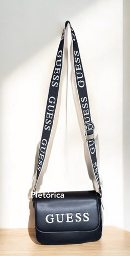 Bolsa Guess Para Dama Color Negro (original) Negro Lisa Níquel Negro/blanco
