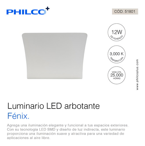 Lámpara Para Pared Led 12w Luz Cálida 51801 Philco Color Blanco