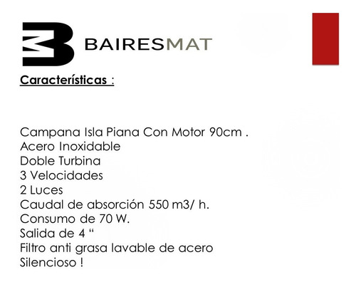 Imagen 3 de 5 de Campana Para Isla Economica 60cm Acero Inoxidable Con Motor