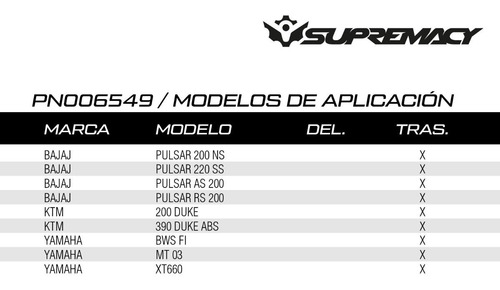 Imagen 2 de 4 de Balatas Traseras Supremacy Ns 200 / Mt 03 / Bws Fi / Ktm 390