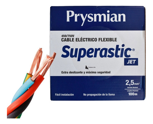 Cable 2.5mm Unipolar Superastic Pirelli Prysmian Rollo X100m