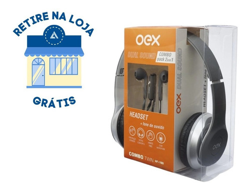 Headset  Fone De Ouvido Com Microfone Oex Twin Hf100  Cinza