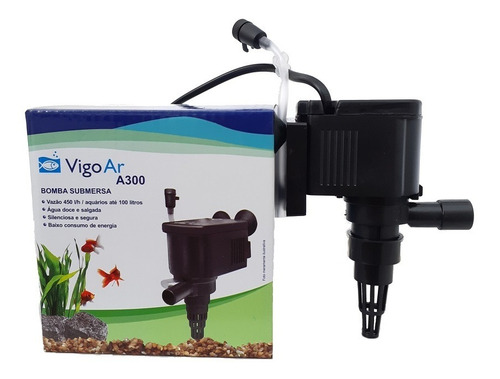 Bomba Submersa Para Aquario 450 L/h Vigoar A300 Até 100 L 220V