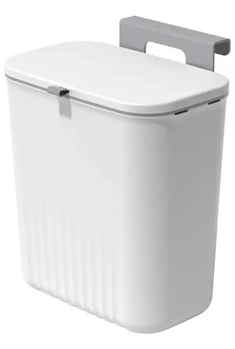 Cozinha pequena organizada: 3 peças que liberam espaço sem reforma Lixeira Suspensa Com Suporte De Pendurar Cozinha 9 Litros Cor Branco