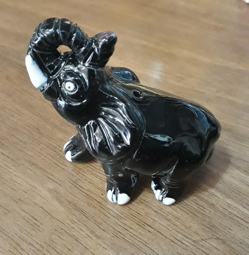 Elefante Preto De Cerâmica Bichos Decorativos Peruanos