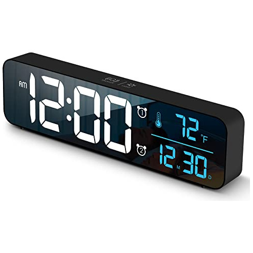 Reloj Digital De Escritorio Pared Dormitorio 26x7cm Negro