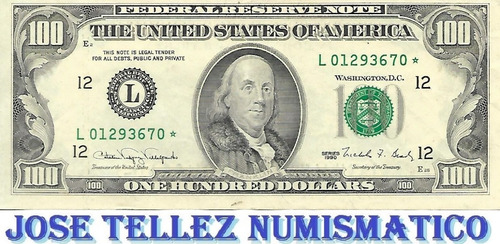 Estados Unidos 100 Dolares Reposicion Año 1990 Ex Palermo