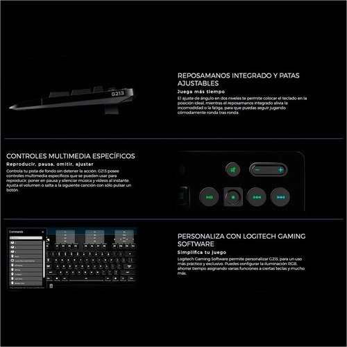 Imagen 4 de 9 de Teclado Gamer Logitech G213 Prodigy Con Iluminación Rgb