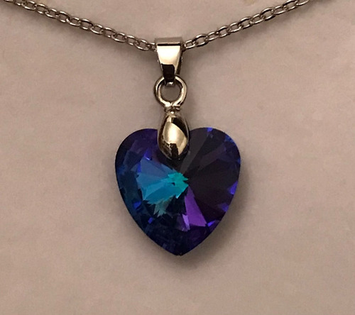 Imagen 2 de 4 de Collar Cadena Mujer + Dije Cristal Corazón 10mm Collares