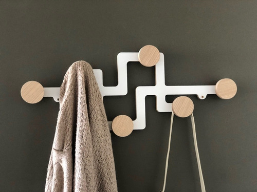 Imagen 2 de 9 de Perchero De Pared Nina Escandinavo Nórdico Blanco Combinado
