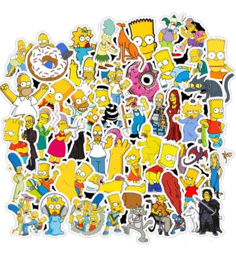 Set 50 Estampas Los Simpsons - Bart Homero Calcomanias