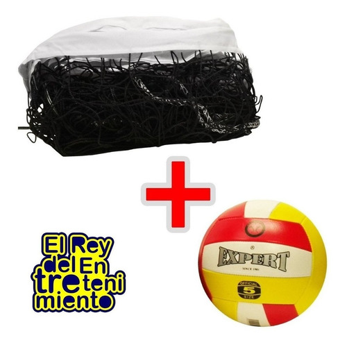 Imagen 3 de 4 de Red De Volley Profesional 9.6m + Linga Acero + Pelota El Rey