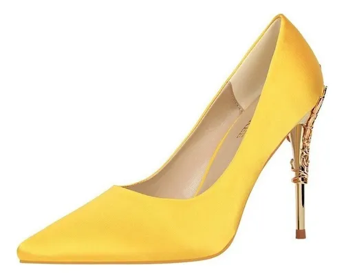 Zapatos amarillos tacon clearance
