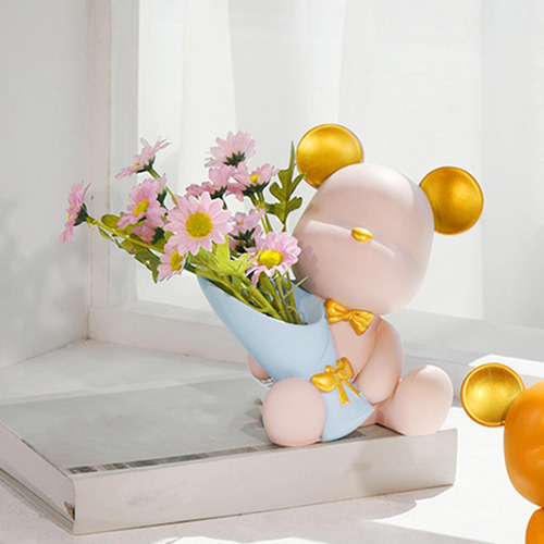 Linda Resina Oso Estatua D#rosa D#rosa 13cmx13cm D#rosa