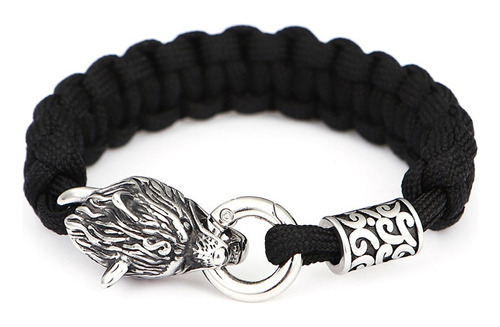 Pulsera Manilla Lobo Vikingo Nórdico Amuleto Acero Inoxidabl