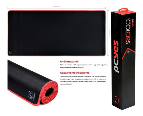 Mouse Pad Speed Gamer Colors Red Extended 900x420mm - Pcyes
