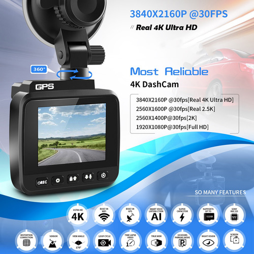 Cámara De Coche Hp New Real 4k Dash Cam Wifi Gps Ultra Hd 17